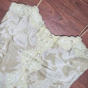 Y2K Floral Lace Trim Bow Camisole Crop Top Feminine Boho Cottagecore Romantic M